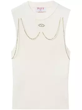 Топ в рубчик с логотипом PUCCI, белый