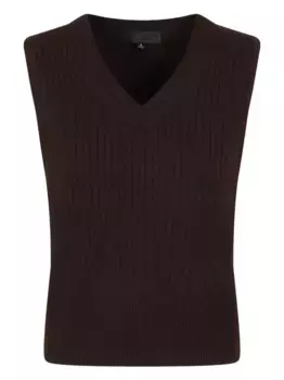 Топ в рубчик с V-образным вырезом Nili Lotan, коричневый