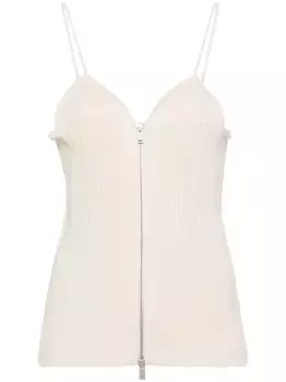 Топ в рубчик с V-образным вырезом JIL SANDER, нейтральный