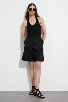 Топ в рубчик с воротником-халтер & Other Stories, черный