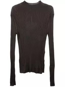 Топ в рубчик с воротником-стойкой Jil Sander, коричневый