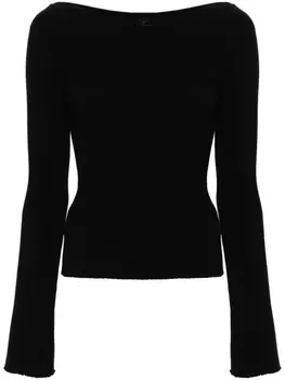 Топ в рубчик с вырезом-лодочкой Courrges, черный