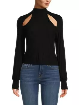 Топ в рубчик с вырезом Michael Lauren, черный