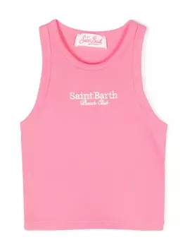 Топ в рубчик с вышитым логотипом MC2 Saint Barth Kids, розовый