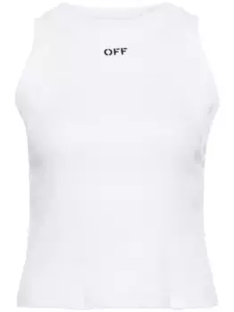 Топ в рубчик с вышитым логотипом OFF-WHITE, белый