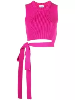 Топ в рубчик с завязками RED Valentino, розовый