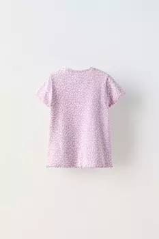 Топ в рубчик с животным принтом ZARA, лиловый