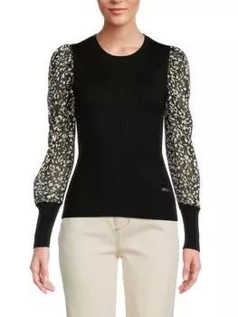 Топ в рубчик, смешанная техника Dkny, цвет Black Gold