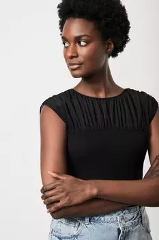 Топ в рубчик со сборками Mint Velvet, черный