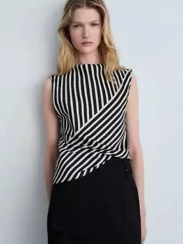 Топ в смешанную полоску от dunia Mango, черный
