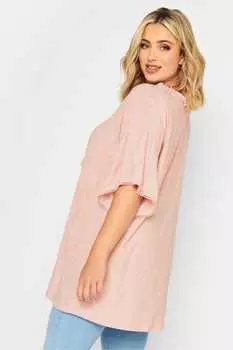 Топ в стиле бохо с тканевой передней частью и декором Yours, розовый