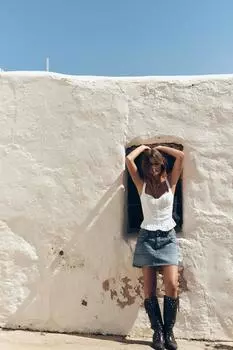 Топ в стиле вышитого корсета ZARA, белый