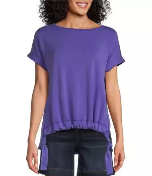 Топ в западном направлении с короткими рукавами и вырезом «лодочка», жатой талией и завязкой сбоку Westbound, фиолетовый