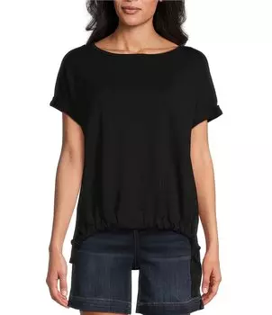 Топ в западном направлении с короткими рукавами и вырезом «лодочка», жатой талией и завязкой сбоку Westbound, черный