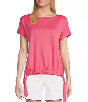Топ в западном направлении с короткими рукавами и вырезом «лодочка», жатой талией и завязкой сбоку Westbound, розовый