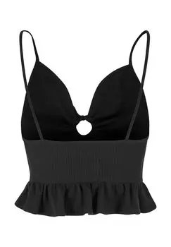 Топ Waffle Ruffle Urban Classics, черный