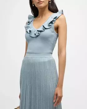 Топ Waverly с V-образным вырезом и оборками Zimmermann, цвет Blue Lurex