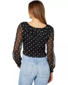 Топ WAYF Tipsy Ruffle Neck Top, черный