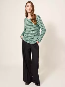 Топ Weaver с длинными рукавами и принтом White Stuff, зеленый/мульти