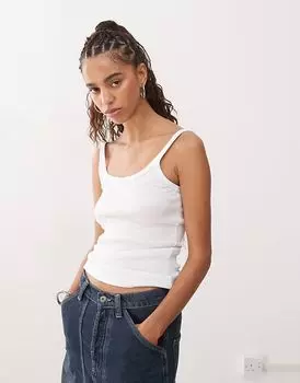 Топ Weekday облегающий, белого цвета