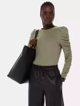 Топ Whistles Ruched Sleeve, хаки