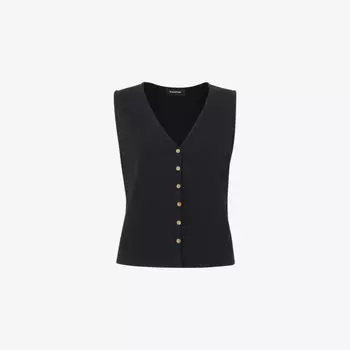 Топ Whistles с V-образным вырезом тянущийся хлопковый, черный