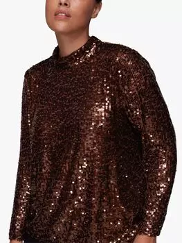 Топ Whistles с высоким воротником и пайетками, шоколадный