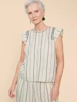 Топ White Stuff Carla Stripe Linen Blend, цвет natural/multi