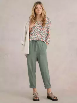 Топ White Stuff Isla Abstract Linen, цвет blue/multi