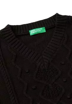 Топ WITH HEART-STITCH PATTERN United Colors of Benetton, черный