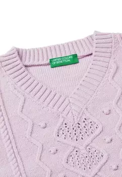 Топ WITH HEART-STITCH PATTERN United Colors of Benetton, сиреневый