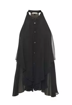 Топ WITH ROUCHES - Button-down blouse Manila Grace, черный