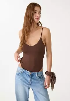Топ WITH STRAPS Stradivarius, темно-коричневый