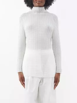 Топ wooly pleats со складками и высоким воротником Issey Miyake, белый