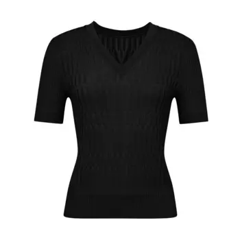 Топ вязаный Deep Breath с короткими рукавами и текстурой, черный