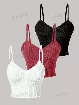 Топ вязаный Shein Essnce на бретельках, 3 штуки