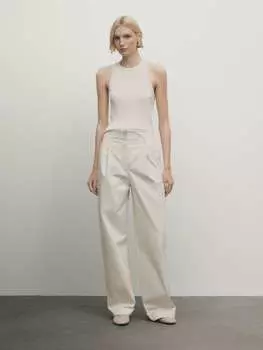 Топ вязки косами Massimo Dutti, бежевый