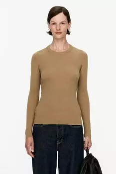 Топ вязки в рубчик из шерсти мериноса Arket, бежевый