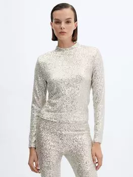 Топ Xlenjuel с пайетками Mango, светло-бежевый