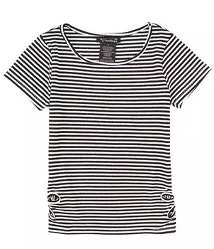 Топ Xtraordinary Big Girls 7–16 в полоску с короткими рукавами и цветочным вырезом по бокам, черный