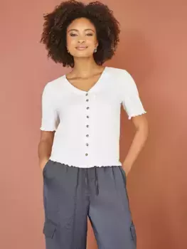 Топ Yumi Cotton Button Detail, белый