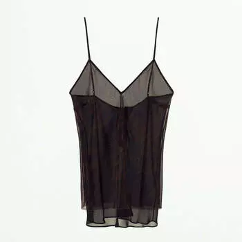 Топ Zara Animal Print Strappy, темно-коричневый