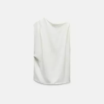 Топ Zara Asymmetric Rustic, белый