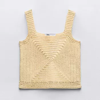 Топ Zara Combined Knitted, желтый