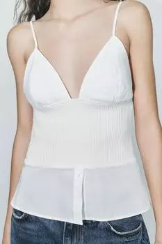 Топ Zara Combined Poplin, белый (размер XL)