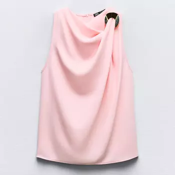Топ Zara Crepe With Golden Applique, пастельно-розовый