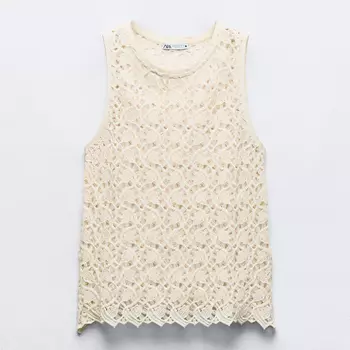 Топ Zara Crochet, экрю