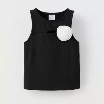 Топ Zara Cut Out Flower, черный