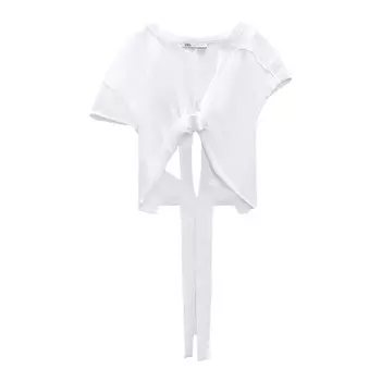 Топ Zara Cut-out Knotted, белый