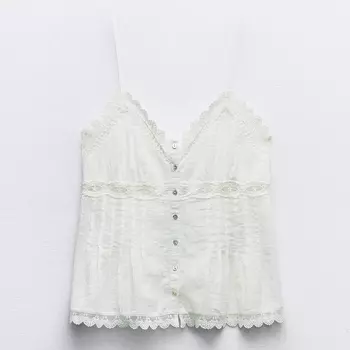 Топ Zara Embroidered, белый